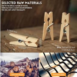 150x Houten Mini Wasknijpers met Jute Touw - Kleine Clips voor Foto's, Decoratie en Knutselen — thumbnail 5
