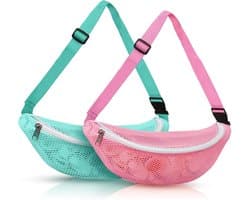 Schelpenzak Kinderen - Strandtas Mesh - Zeeschelpen Verzamelen - Verstelbare Riem - 31 x 11 cm - Meerdere Kleuren