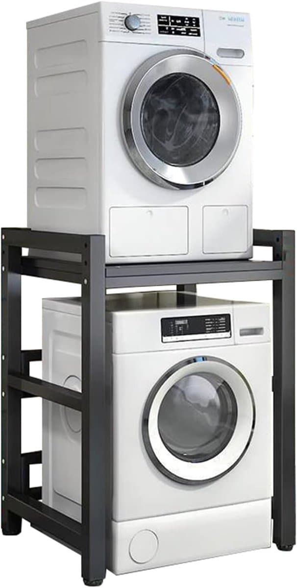Wasmachine Droger Rek - Stapelbaar Platform - Ruimte Besparen - Draagvermogen 400kg - 75x65x105 cm - Zwart — afbeelding 1