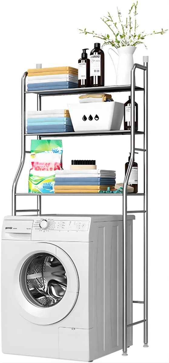 DnA® Wasmachine Ombouw - Wasmachine Kast - Wasmachine Meubel - Zilver - 25cm x 65cm x 160cm — afbeelding 1