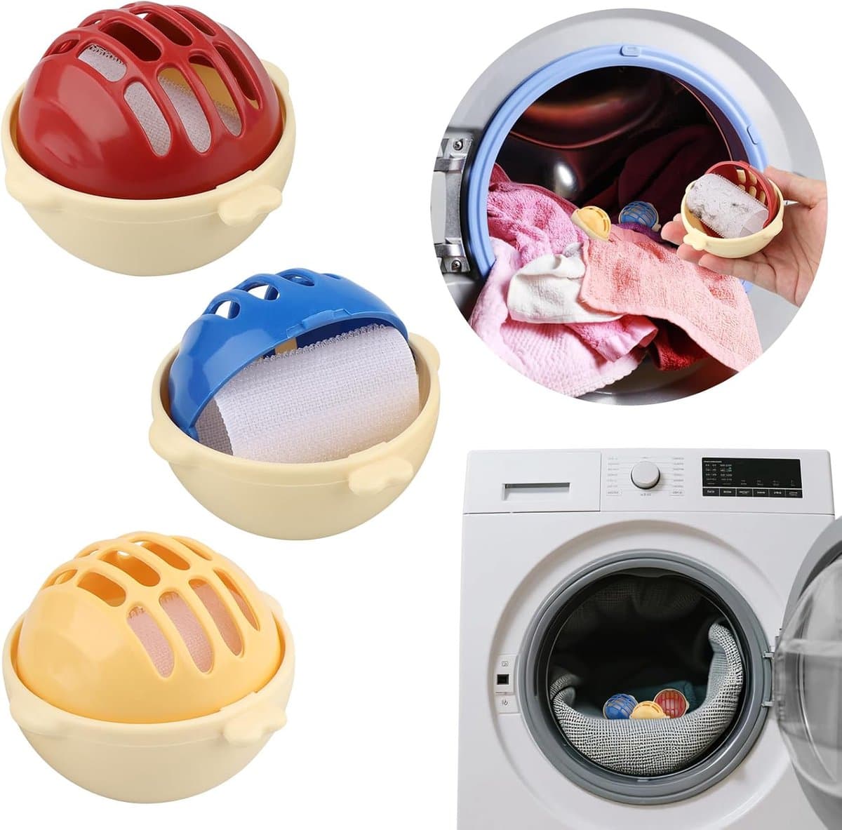 Dierenhaarverwijderaar - wasmachine - 3 stuks - pluisballen - herbruikbare dierenhaarverwijderaar - kattenhaarverwijderaar - haarverwijderaar voor dierenharen - pluisjes - stof en vuil — afbeelding 1