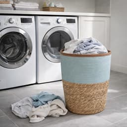 Lavandoux - Wasmand - Zeegras - Naturel en Blauw - M: Ø40 x H47 cm — thumbnail 2