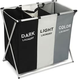 Ceruzo Wasmand 3 Vakken - Wassorteerder - Organizer Kleding - Opvouwbaar met Handvat - 65x40x H60 cm — thumbnail 1