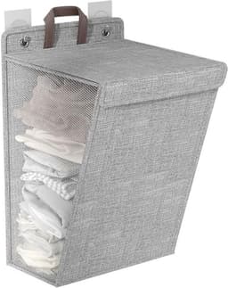 Smalle Wasmand met Deksel - Opvouwbare Mand Vuile Was - 48*36*12cm - vuile wasmand - afneembare zak - voor wasruimte, slaapkamer - camping wasmand - Reisgoederen - Plooimand — thumbnail 1