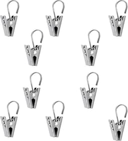 Gordijnclips, 10 Stuks Roestvrijstalen Cliphaken, Gordijnhaken, Kleine Metalen Gordijnklemmen, Roestvrijstalen Klemmen, Voor Raamdecoratie, Foto's Enz — thumbnail 1