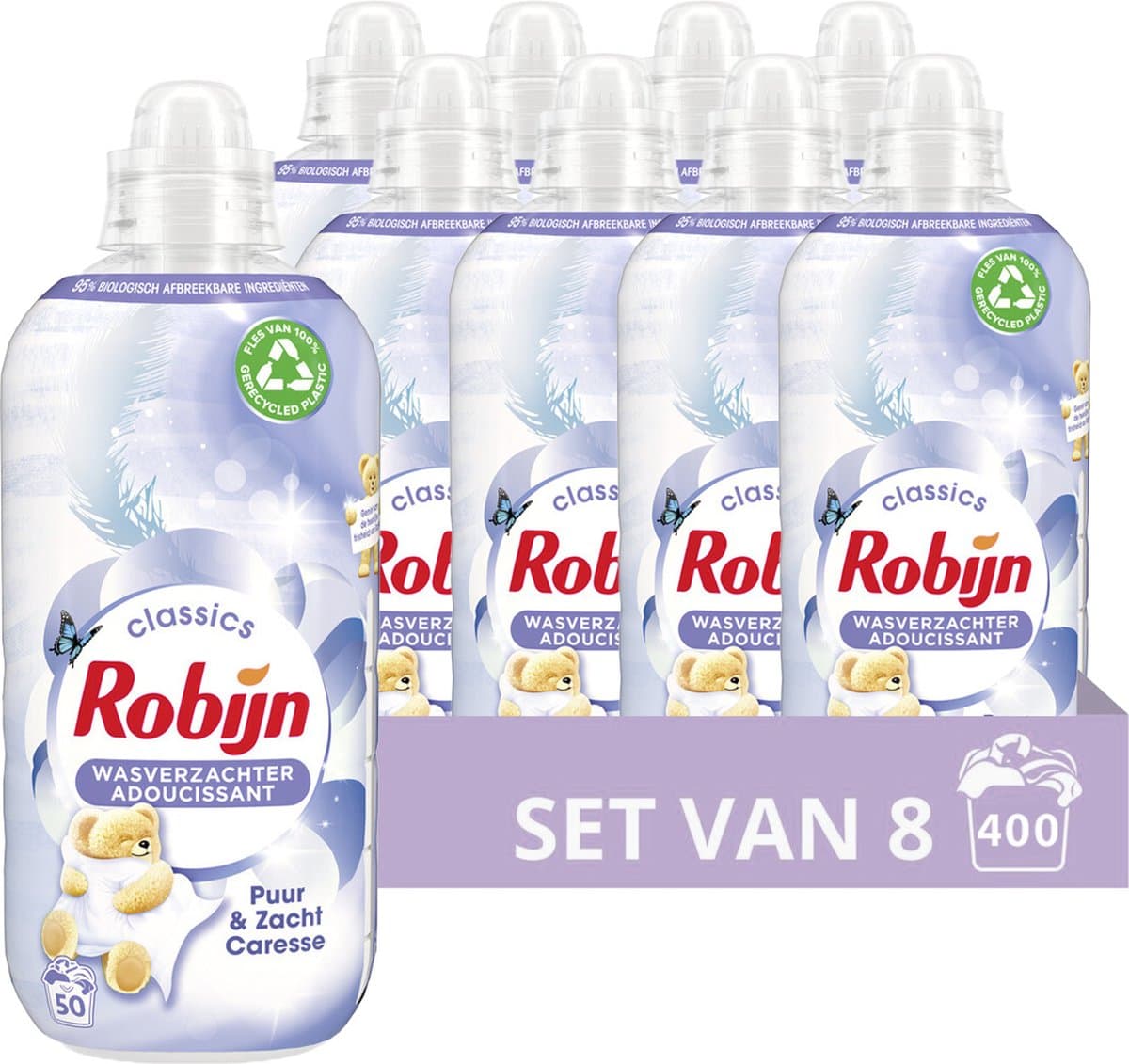 Robijn Classics Puur & Zacht ​Wasverzachter - 8 x 50 wasbeurten - Voordeelverpakking — afbeelding 1