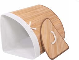 Bathroom Solutions Wasmand - bamboe hout - met deksel - naturel - 35 x 35 x 60 cm - 70 liter - opvouwbaar — thumbnail 3