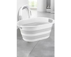 Asir Inklapbare Wasmand - 63x45x27 cm (LxBxH) - Wit-Grijs - 50 liter - 100% kunststof