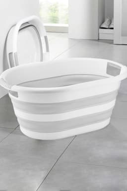 Asir Inklapbare Wasmand - 63x45x27 cm (LxBxH) - Wit-Grijs - 50 liter - 100% kunststof — thumbnail 1