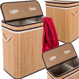 Ruhhy Wasmand dubbel - bamboe - 100 liter - 60 x 54 cm - lichte en donkere was - natuurlijke look — thumbnail 1