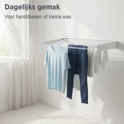 Goodly® High quality Wanddroogrek - Droogrek muur inklapbaar - Wasrek - Wasdroogrek buiten - QUALITY 6m - drooglijn - Wit — thumbnail 3