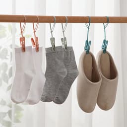 24 stuks - Wasknijpers - Kleine mini wasknijpers - Winddichte wasknijpers - Met kunststof touwtje - Winddicht - Om kleding op te hangen - Blauw, groen en roze - Geschikt voor handdoeken, sokken en ondergoed — thumbnail 3