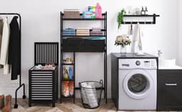 Wasmachine Ombouw - Opbouwmeubel - Kast Wasdroger - Meubel - Zwart — thumbnail 2