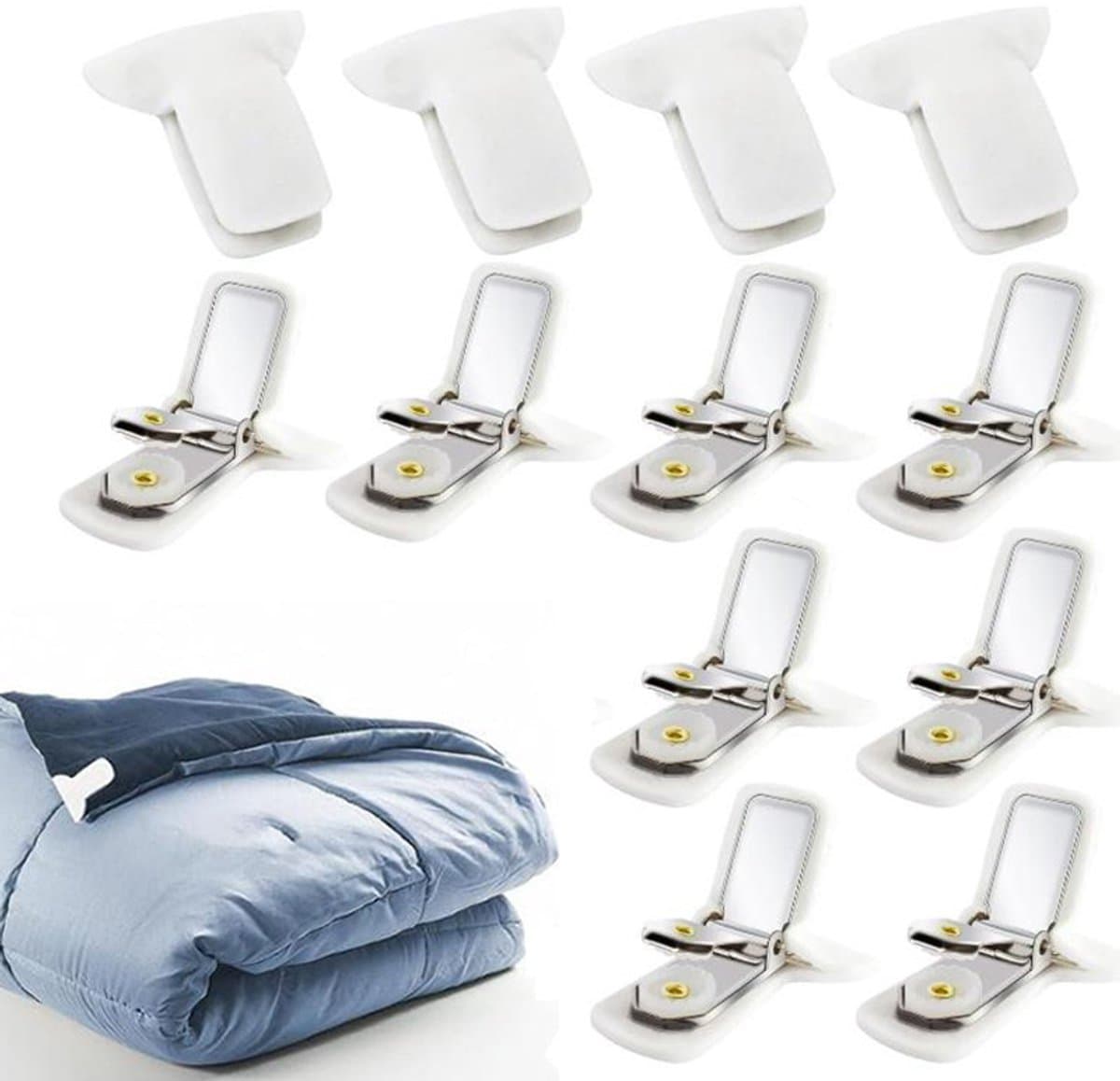 Dekbedclips - 12 Stuks - 3.5*4*1.7cm - Stevige Dekbedclips - Stevige Dekbed Klemmen - Dekbedovertrek Clips - Deken Clips - Voorkom dat beddengoedaccessoires verschuiven - Snelle installatie - Hoogwaardig metaalmateriaal - herbruikbaar — afbeelding 1