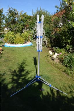 DailySupplies® Droogmolen met Voet voor Camping & Thuis - Wasrek Staand - Droogrek Inklapbaar - Wit met Blauw — thumbnail 2