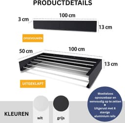 White-Label® Wanddroogrek - Droogrek Inklapbaar - Wasrek - Droogtoren - Droogrekken - Wit — thumbnail 3
