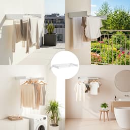 Wanddroogrek - Inklapbaar - Wasrek Hangend - Droogrek Muur - Wasrek Uitschuifbaar - Roestbestendig - Voor binnen en buiten - extra strak design — thumbnail 5
