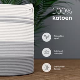 Organess wasmand - Wassorteerder - Opvouwbaar - 80L - Katoen - Wit & Grijs — thumbnail 2