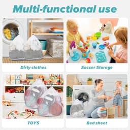3 stuks - Waszakken - waszak - waszakje - netwaszakken - mesh laundry bag - stevige waszak - voor delicate kleding - waszak met trekkoord - voor appartementen, studentenhuizen, kampen en wasmachines - 50*60 cm — thumbnail 2