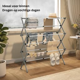 Droogmolen met Voet voor Camping & Thuis - Wasrek Staand - Droogrek Inklapbaar - Wit met Grijs — thumbnail 3