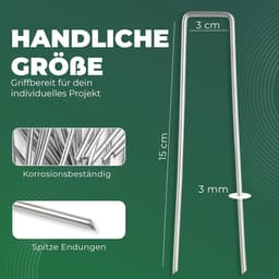 Novatool haringen grondanker 150x30x3mm 25 stuks, roestvrij, duurzaam en extreem stabiel, grondnagels grondhaken grondverankering, voor tenttuin onkruidbestrijding doek landschapsarchitectuur — thumbnail 3