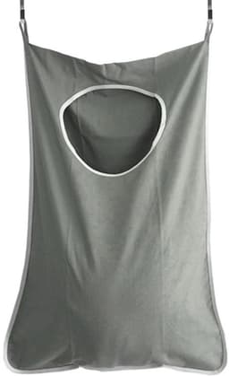 Ophangbare Wasmand - Wasmand Hangend - Polyester - Hangende Opvouwbare Waszak - Deurhaakjes - Rits - 76x51 cm - Grijs — thumbnail 1