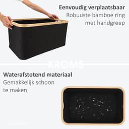 KROMS Wasmand opvouwbaar - Zwart - 45L - Laundry basket - Heupwasmand - Opvouwbare wasmand - Opbergmand — thumbnail 3