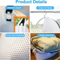 Shoe Wash Bags - 2 Pieces - Mesh Laundry Bags with Durable Zippers - Waszakken voor Schoenen - Opslagzak voor Sokken, Bh's en Kleding — thumbnail 5
