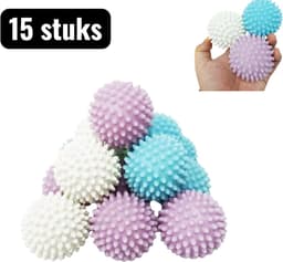 15 stuks - Drogerballen - Wasbollen - Wasdrogerbal - Wasbol Reinigingsballen - Anti-Kluwen Kleding Beschermers - Egel Ontwerp Wasmachine Ballen voor Beter Wassen — thumbnail 1