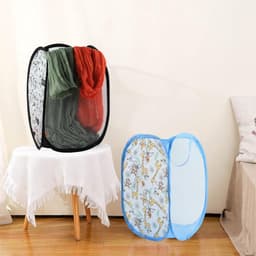 Pop-up wasmand, opvouwbare wasmand, 2 stuks, 30 x 30 x 48 cm, wasmand, inklapbaar met handvat, opbergmand voor kinderkamer, camping en reizen (zwart, blauw) — thumbnail 2