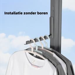 1 stuk - Opvouwbaar onzichtbaar droogrek voor kleding - Droogrek voor balkon - Raammuurmontage - Droogrek voor buiten - Droogrek voor thuis (rookgrijs) — thumbnail 4