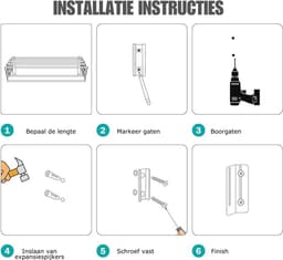 VIN® Wanddroogrek –Wasrek Goed voor 5.6 Meter Wasgoed – Uitschuifbaar Droogrek - Telescopisch Doucherek - Wanddroogrek Inklapbaar Uitschuifbare Lengte: 42-80 cm — thumbnail 5