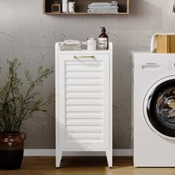 VEEHAUS® Tessi Wasmand - Luxe Wasverzamelmand – Wasbox – Ergonomisch Uitneembare Zak – Metalen Frame van Hoogwaardig Staal - 42 x 35 x 93 cm – Wit — thumbnail 3