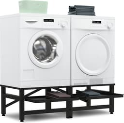 Bodo® - Wasmachine Verhoger - Dubbel - Kast - Ombouw uitschuifbare Plank - Zwart - 124x54x37cm — thumbnail 1