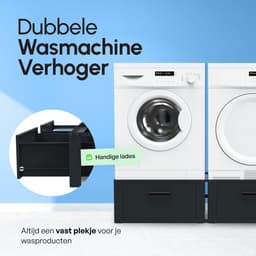 Bodo® - Wasmachine Verhoger - Dubbel - Kast - Ombouw met Lade - Zwart - 127x54x31cm — thumbnail 3