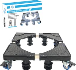 Fleau Home Wasmachine Verhoger PRO - Max 500KG - Met Wielen - Verstelbaar - Droger, Koelkast Kast - Meubelroller - Stapelkit - Opbouwmeubel - Zwart — thumbnail 1