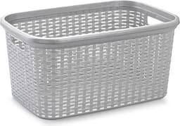 Plasticforte Wasmand - 3x stuks - 35 liter - rotan - zilvergrijs - kunststof - 53 x 36 x 26 cm — thumbnail 2