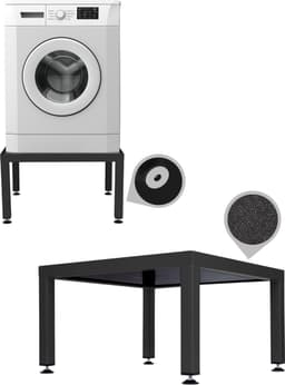 WassiStand Wasmachine Verhoger met Anti-Slip & Grip – Wasmachine Kast en Ombouw – Verhoging voor Wasmachine, Vaatwasser, Koelkast, Vriezer en Droger – Witgoed Verhoger - Inclusief 4 Dempers – Roestvrij – Maximaal 750 kg – 61x61x34cm - Zwart — thumbnail 1