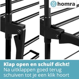 Homra Wasrek Inklapbaar - Zwart - Tot 45m Was - Droogtoren met Wieltjes - Staand Droogrek Inklapbaar - Ruimtebesparend Wasrek - Ecologisch Was Drogen - 77x50x170 CM - Geschikt voor Grote Gezinnen - Was Drogen in 2026 — thumbnail 2