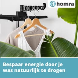 Homra Wasrek Inklapbaar - Zwart - Tot 45m Was - Droogtoren met Wieltjes - Staand Droogrek Inklapbaar - Ruimtebesparend Wasrek - Ecologisch Was Drogen - 77x50x170 CM - Geschikt voor Grote Gezinnen - Was Drogen in 2026 — thumbnail 5