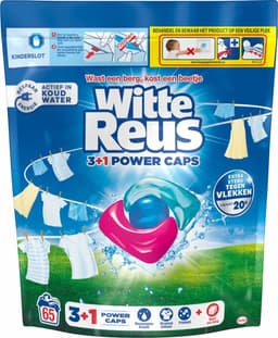 Witte Reus Wasmiddelcapsules 3+1 Power Caps Wit en lichtgekleurd - 4 x 65 beurten - Voordeelverpakking — thumbnail 1