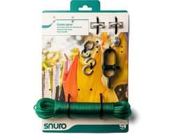 SNURO waslijn kit (20M) - Waslijndraad om zelf te installeren, complete kit - DIY Wasdraad met stalen kern voor binnen en buiten — afbeelding 1