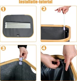 CALIYO Wasmand - Wassorteerder - Wasmand met Deksel - 69×43.5×32.5cm Nis Wasbox - Opvouwbare Mand Vuile Was - 100L - Grijs — thumbnail 5