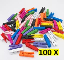 Mini Wasknijpers - Ophang knijper - 25MM - Mix Kleur - 100 stuks — thumbnail 1