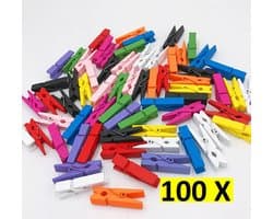 Mini Wasknijpers - Ophang knijper - 25MM - Mix Kleur - 100 stuks
