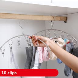 3 stuks Hoogwaardig RVS Sokkenrek en Ondergoed Droger met 10 wasknijpers -Windbestendig en Ruimtebesparend-zilver — thumbnail 5