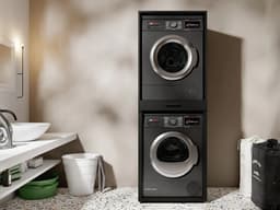 MOBISTOXX Wasmachine Kast - Wasmachine Verhoger - Wasmachine Ombouw - 69 cm x 67 cm x 189 cm (B x D x H) - Voor Wasmachine en Droogkast - Zwart — thumbnail 1
