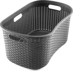 Hipster wasmand van faux rotan - houtskool - 40 liter — thumbnail 1