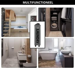W&Z® Wasmand met deksel op wielen - Wassorteerder- wasmand 2 vakken - Opvouwbaar - 2 x 42L - Zwart en Grijs — thumbnail 4
