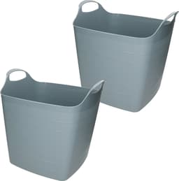 Bathroom Solutions Flexibele kuip - 2x stuks - blauw - 25 liter - kunststof - emmer - wasmand — thumbnail 1